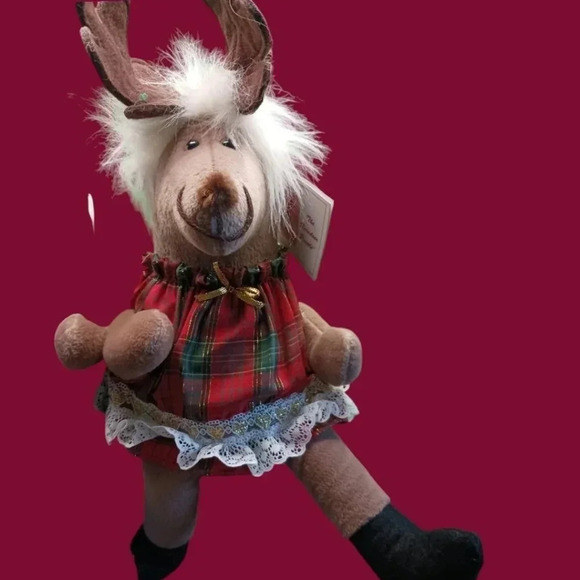The reindeer people vtg christmas moose plush musical doll set of 2 boy/girl - Picture 2 of 11